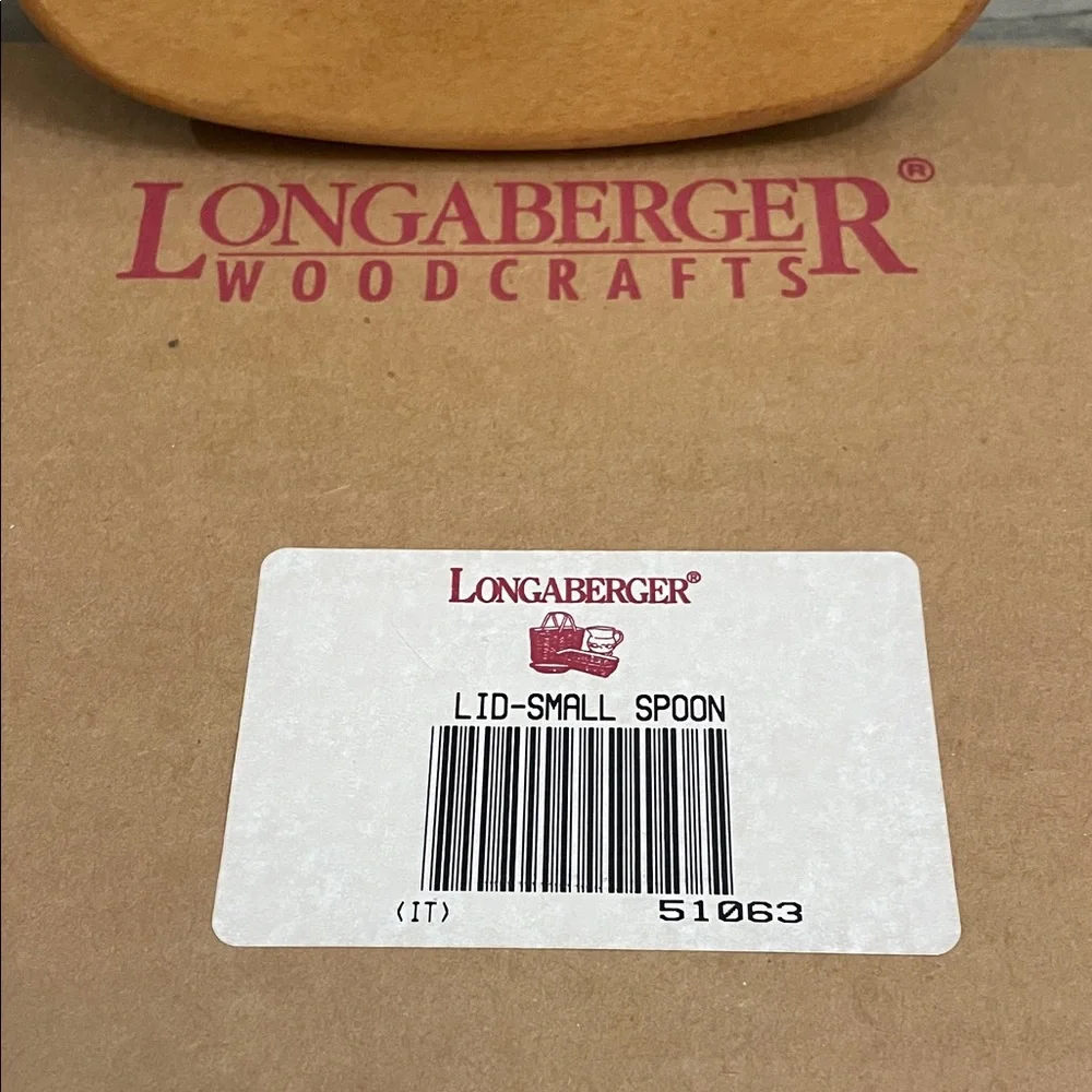 VINTAGE‎ NEW Longaberger Small Spoon Natural Wood Lid with Knob #51063